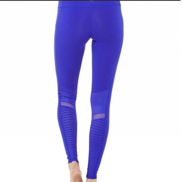 Alo Yoga Moto Leggings Bright Blue Women's - Picture 2 of 9